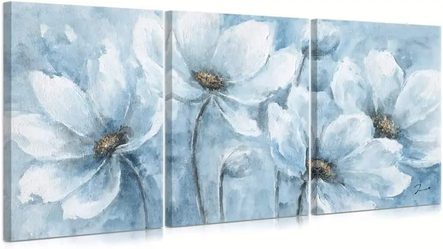 Magnolia Flower Picture Wall Decor: Blue And White Flower Canvas Wall Art for Bedroom Floral Painting Frame Ready to Hang (12"x16"x3 Panels)
Magnolia Flower Picture Wall Decor: Blue And White Flower Canvas Wall Art for Bedroom Floral Painting Frame Ready to Hang (12"x16"x3 Panels)