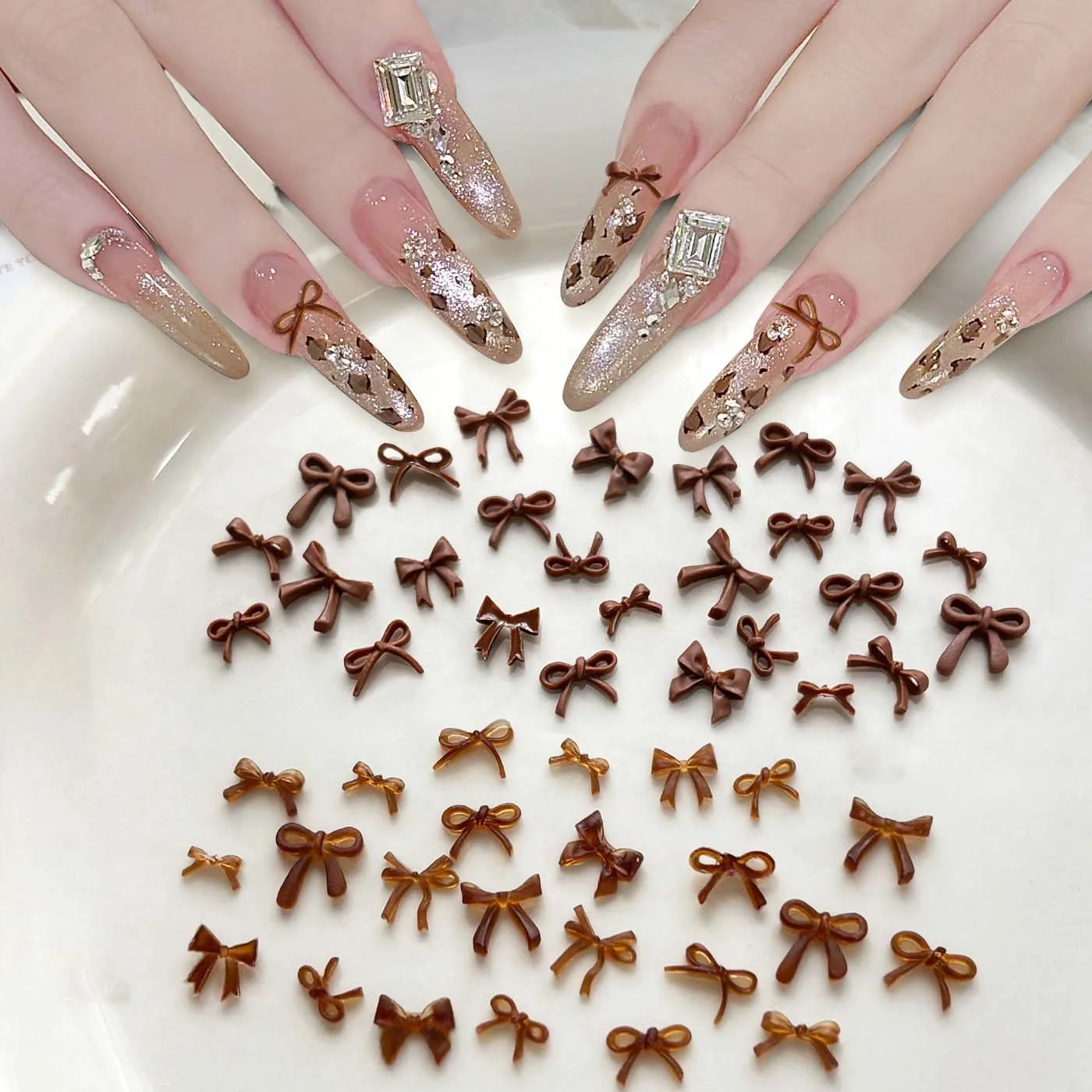 100pcs Resin Bowknot 3D Winter Maillard Brown Nail Art Decorations Acrylic Charms Ribbon Bow DIY Manicure Acessories Rhinestones
100pcs Resin Bowknot 3D Winter Maillard Brown Nail Art Decorations Acrylic Charms Ribbon Bow DIY Manicure Acessories Rhinestones