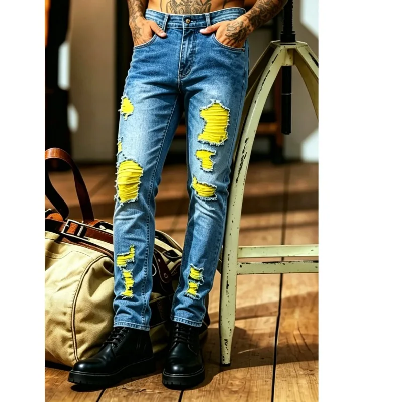 Men's Jeans Street Style Ripped Slim Fit Stretch Denim Pants for Men Man Pants Casual Vintage Tapered Straight Leg
Men's Jeans Street Style Ripped Slim Fit Stretch Denim Pants for Men Man Pants Casual Vintage Tapered Straight Leg