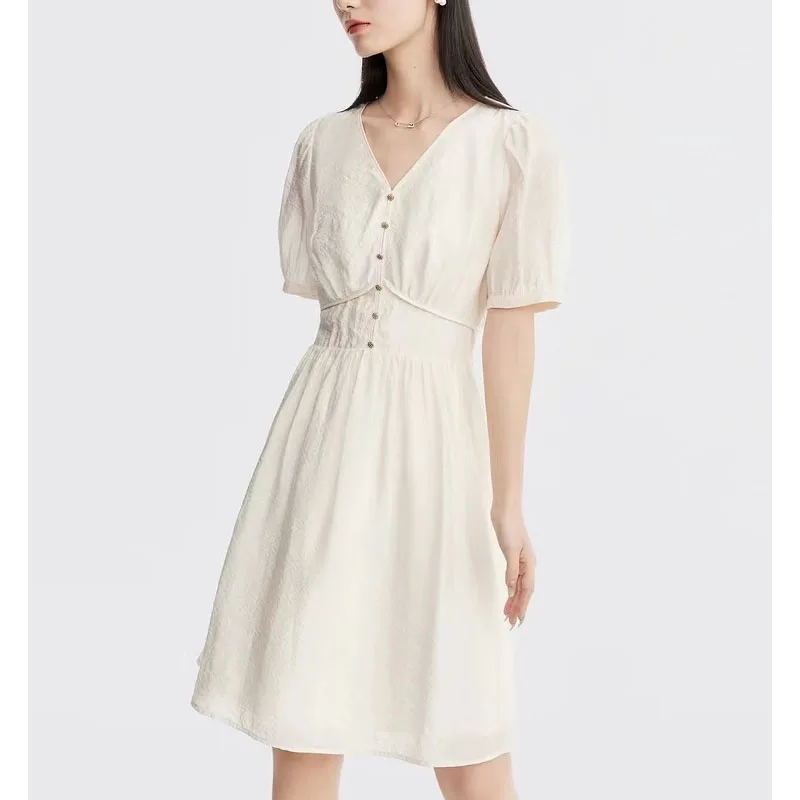 S Size Dress 2024 New Women's Summer Style Versatile V-neck Waist Wrapped Slim Bubble Sleeves Large Women's Dress
S Size Dress 2024 New Women's Summer Style Versatile V-neck Waist Wrapped Slim Bubble Sleeves Large Women's Dress