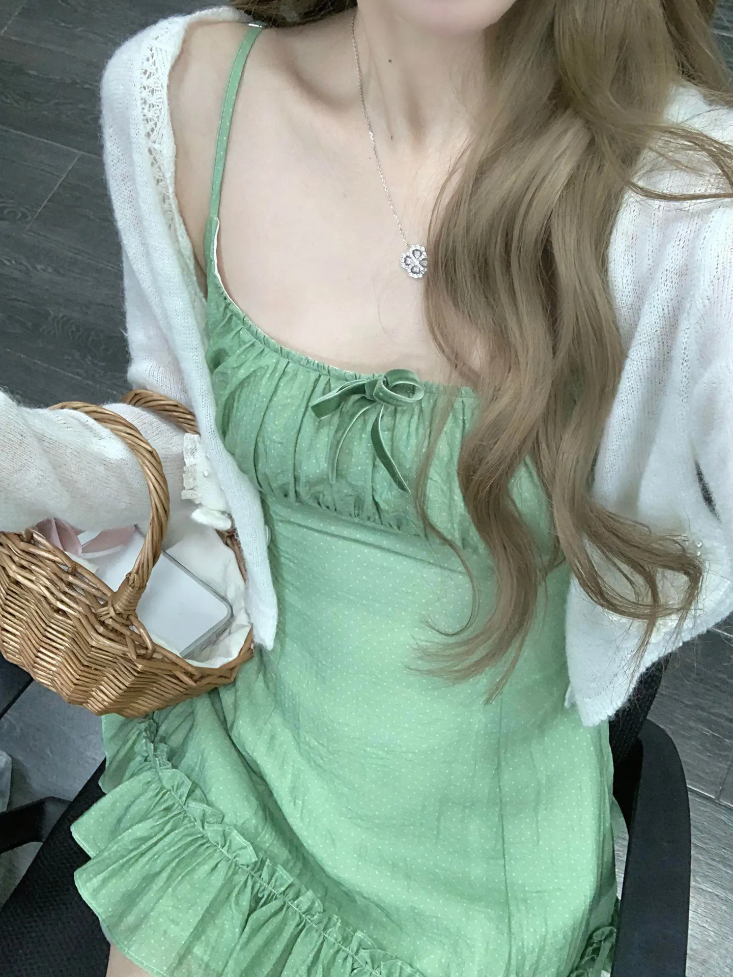 Sweet Girl Summer Beautiful Green Strap Dress with Cardigan Two-Piece Set Floral Lace Hemline Casual Fashion Outfit Polyester...
Sweet Girl Summer Beautiful Green Strap Dress with Cardigan Two-Piece Set Floral Lace Hemline Casual Fashion Outfit Polyester...