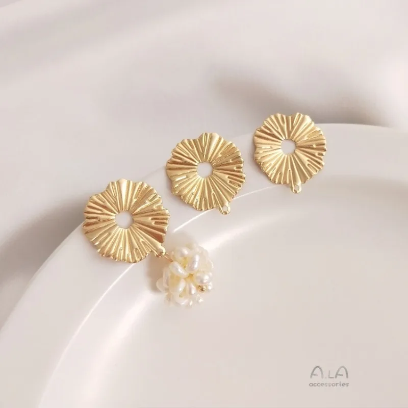14K Gold Color Lotus Leaf Lace With Stud Pendants DIY Handmade Pearl Earring Jewelry Making Accessories
14K Gold Color Lotus Leaf Lace With Stud Pendants DIY Handmade Pearl Earring Jewelry Making Accessories