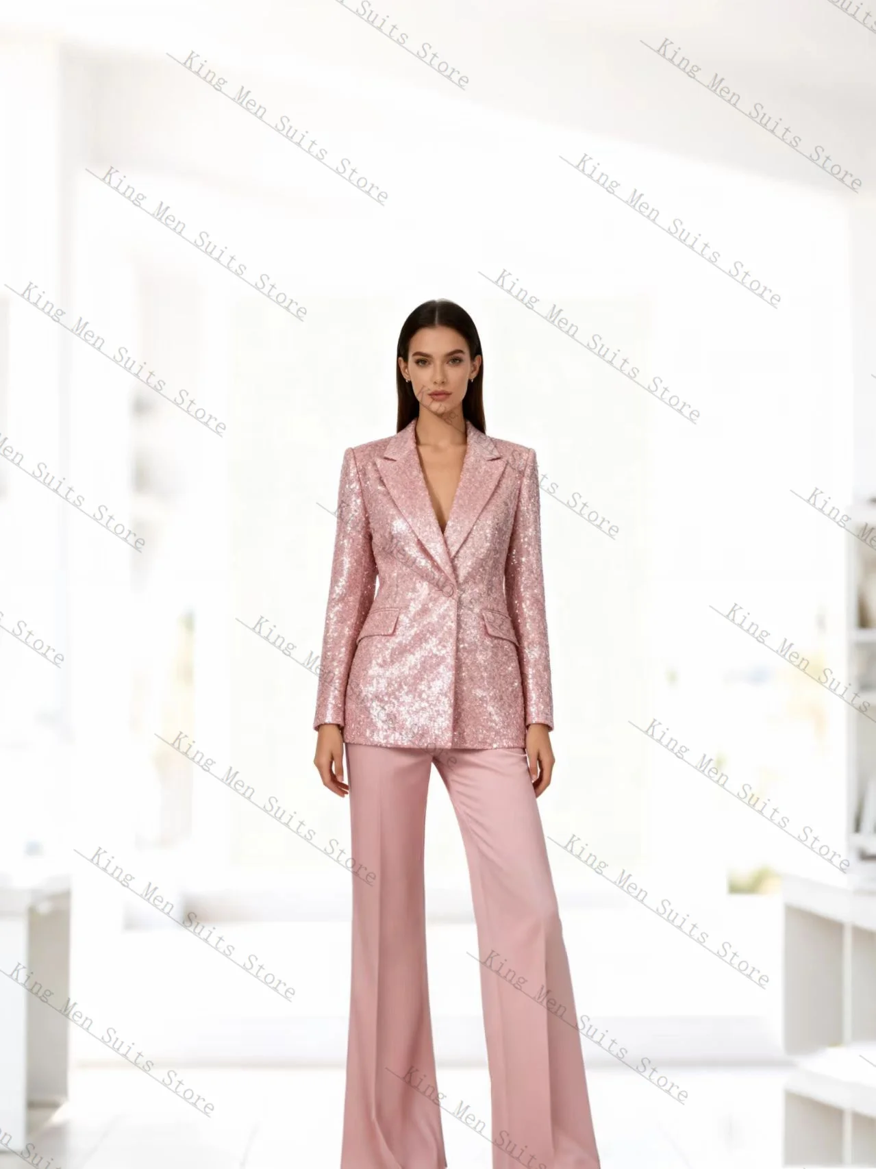 Pink Sequins Shiny Formal Women Suits Set 2 Piece Blazer+Cotton Pants Trousers Customized Office Lady Jacket Bridal Wedding Coat
Pink Sequins Shiny Formal Women Suits Set 2 Piece Blazer+Cotton Pants Trousers Customized Office Lady Jacket Bridal Wedding Coat