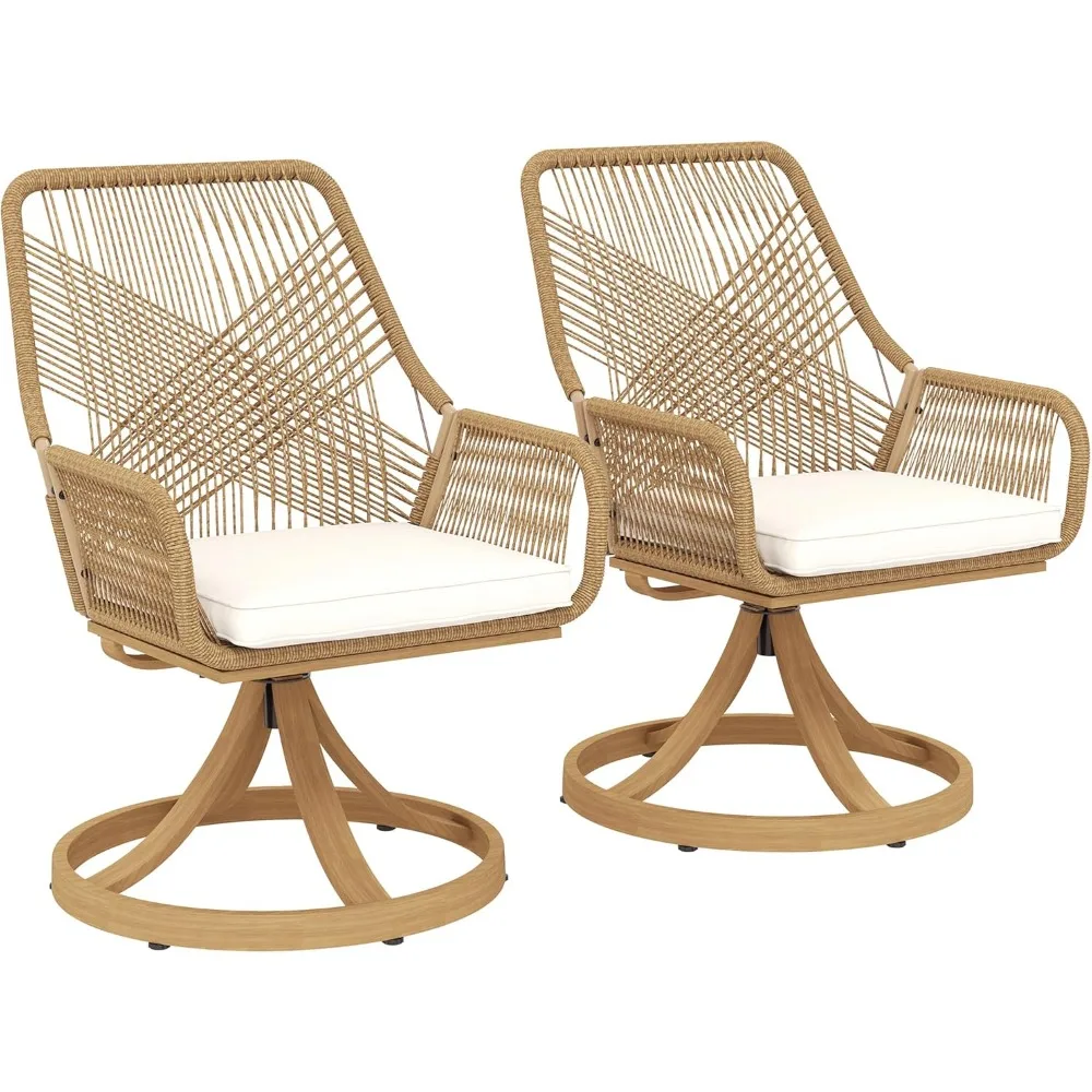 Swivel Patio Chairs Set of 2, Rattan Outdoor Patio Dining Chairs with Soft Cushions and Metal Frame for Backyard, Lawn, Porch
Swivel Patio Chairs Set of 2, Rattan Outdoor Patio Dining Chairs with Soft Cushions and Metal Frame for Backyard, Lawn, Porch