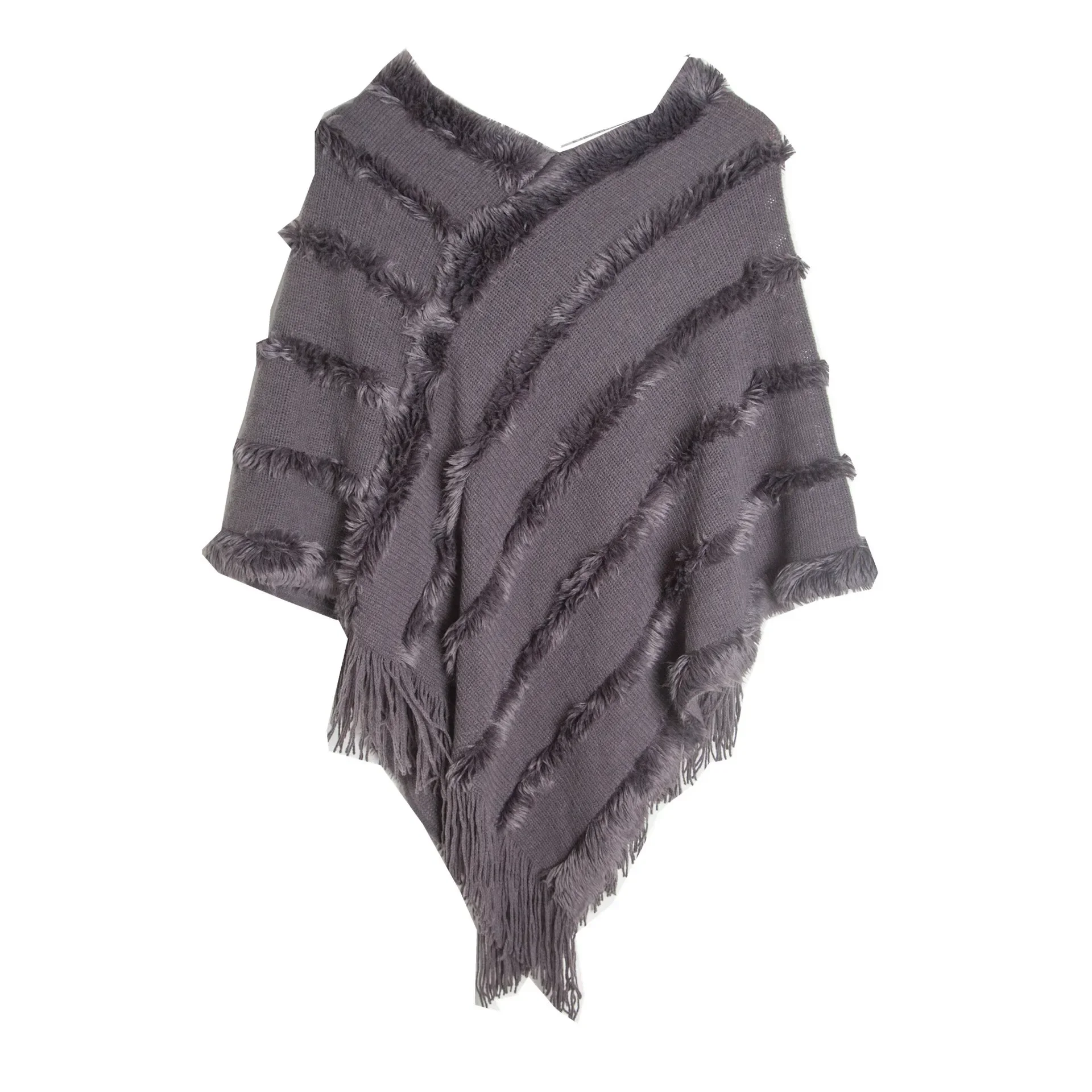 New Spring Autumn Winter V-neck Solid Color Knitted plush Shawl Fashion Street Poncho Lady Capes Gray Cloaks
New Spring Autumn Winter V-neck Solid Color Knitted plush Shawl Fashion Street Poncho Lady Capes Gray Cloaks