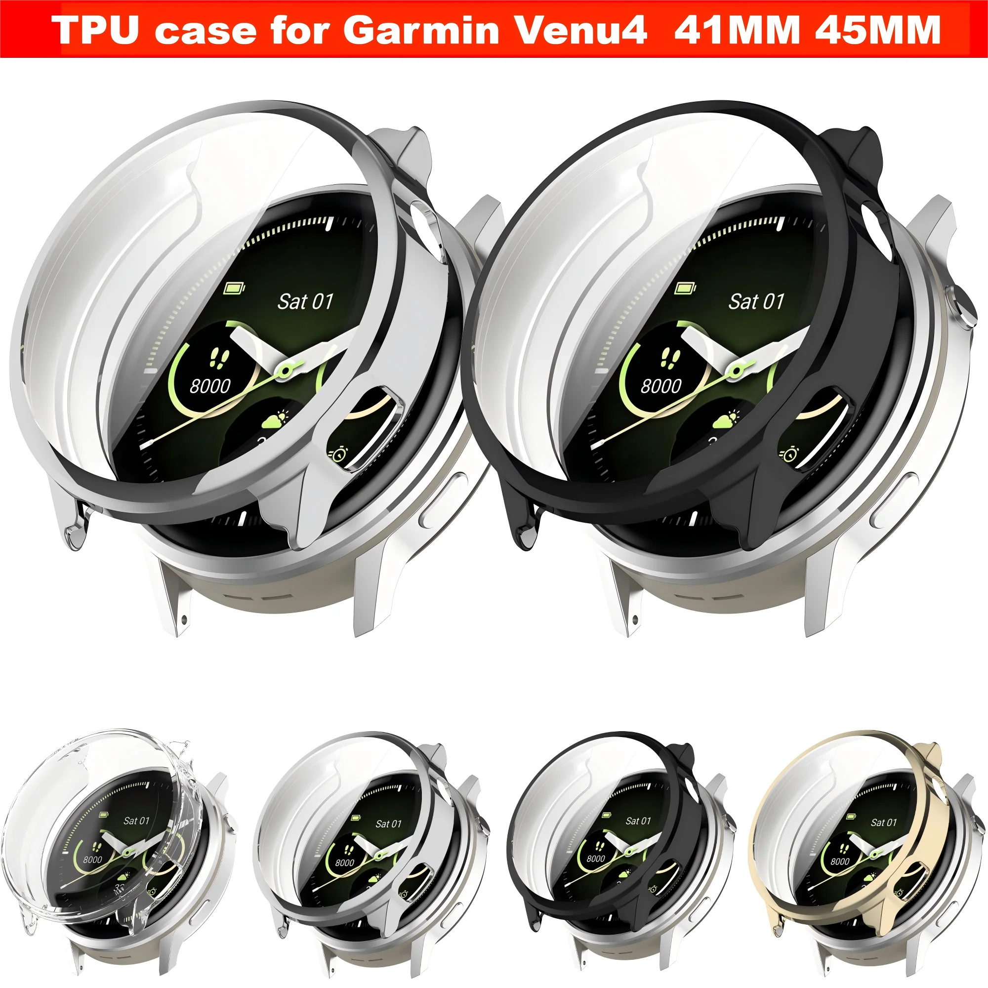 TPU case for Garmin Venu 4 41MM 45MM smart watch case Soft Screen protector for Garmin Venu4 watch case cover accessories
TPU case for Garmin Venu 4 41MM 45MM smart watch case Soft Screen protector for Garmin Venu4 watch case cover accessories