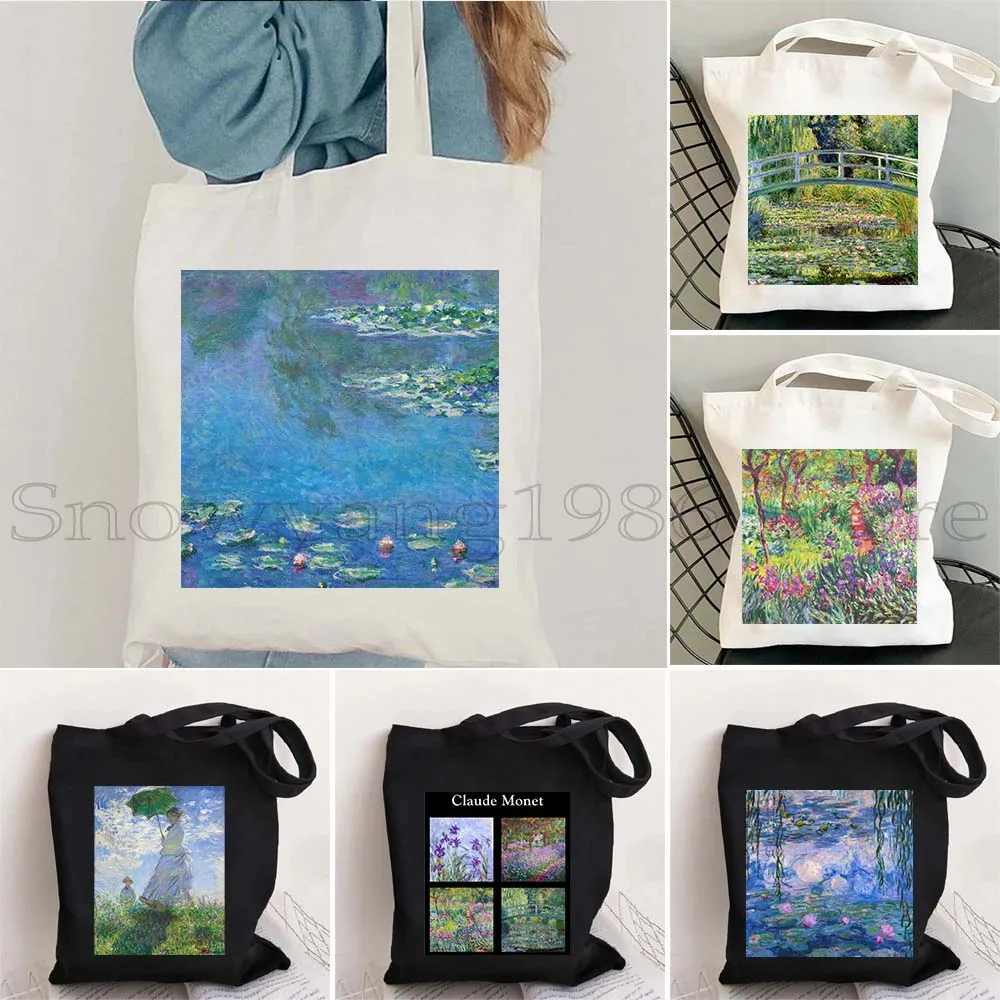 Claude Monet Water Lilies French Impressionist Art Bridge Tulip Lilac Irises Sunflowers Garden Paintings Tote Bag Women Handbags
Claude Monet Water Lilies French Impressionist Art Bridge Tulip Lilac Irises Sunflowers Garden Paintings Tote Bag Women Handbags
