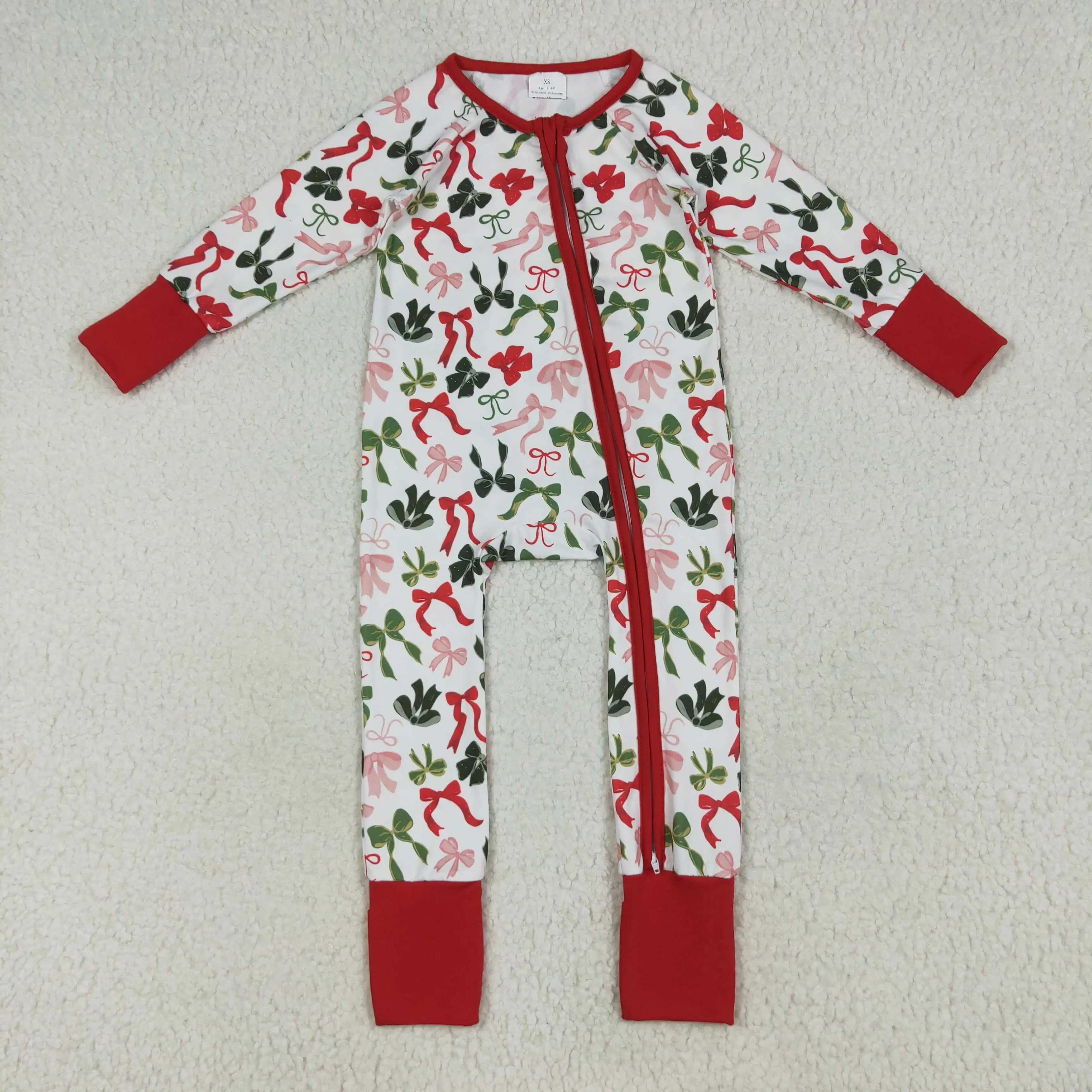 New rts girls winter romper wholesale boutique Christmas bow pattern red and white zipper long sleeve girl jumpsuit
New rts girls winter romper wholesale boutique Christmas bow pattern red and white zipper long sleeve girl jumpsuit