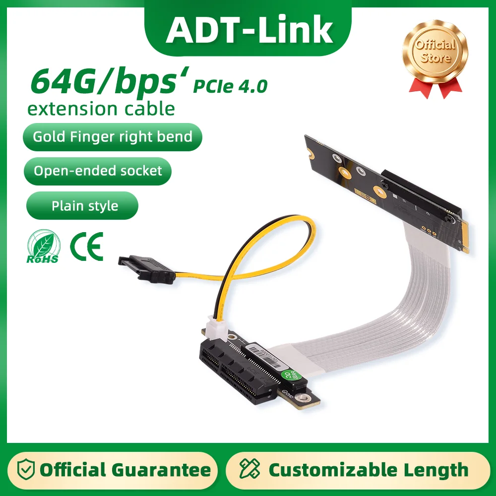 ADT-Link PCIe 4.0 M.2 NVMe to x4 Riser Graphics Card Extension Cable Sata Power M.2 NVMe Key M Adapter PCIe 4x Turn 90 Angle
ADT-Link PCIe 4.0 M.2 NVMe to x4 Riser Graphics Card Extension Cable Sata Power M.2 NVMe Key M Adapter PCIe 4x Turn 90 Angle