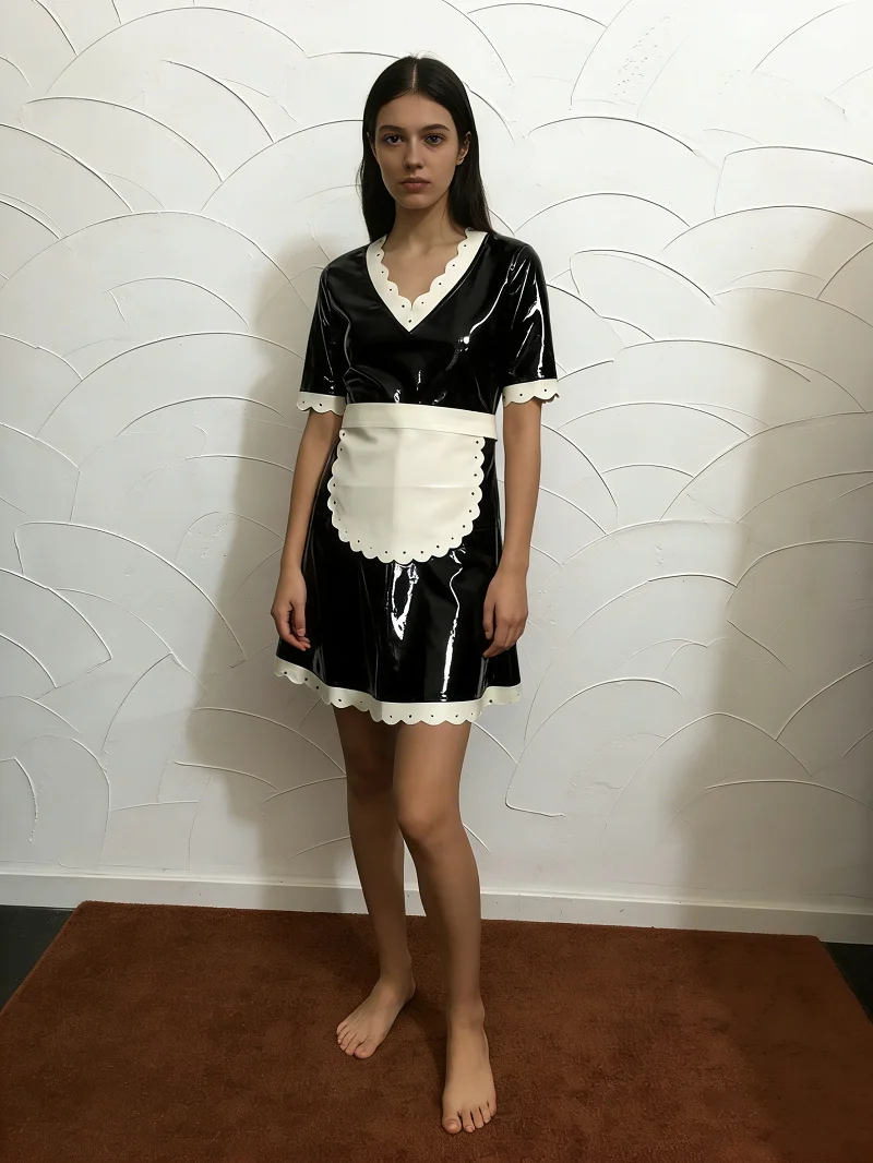 Pure Latex Rubber Cosplay Garment Masquerade Maid Dress Back Zipper 0.4mm S-XXL
Pure Latex Rubber Cosplay Garment Masquerade Maid Dress Back Zipper 0.4mm S-XXL