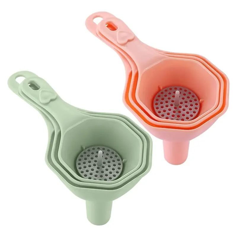 A63K-2 Sets Small Multi-Function Kitchen Funnel Set Built-In Strainer Ideal For Bottles, Oil, And Juice
A63K-2 Sets Small Multi-Function Kitchen Funnel Set Built-In Strainer Ideal For Bottles, Oil, And Juice