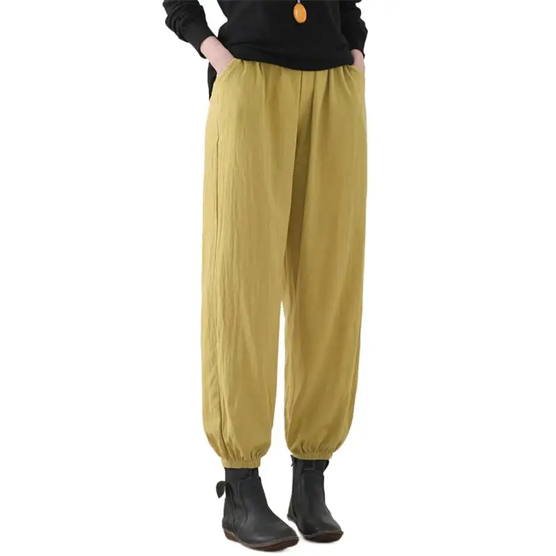 Casual Vintage Cotton Linen Ankle-Length Pants Women Spring Straight Pants Autumn High Elastic Waist Pants Long Pantalon Female
Casual Vintage Cotton Linen Ankle-Length Pants Women Spring Straight Pants Autumn High Elastic Waist Pants Long Pantalon Female