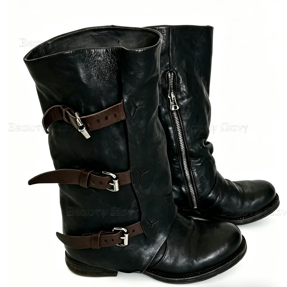 Black Pleated Side Zipper Short Boots Belt Decor Slip on Women Shoes Round Toe High Heel Shoes for Girls Zapatos Para Hombres
Black Pleated Side Zipper Short Boots Belt Decor Slip on Women Shoes Round Toe High Heel Shoes for Girls Zapatos Para Hombres