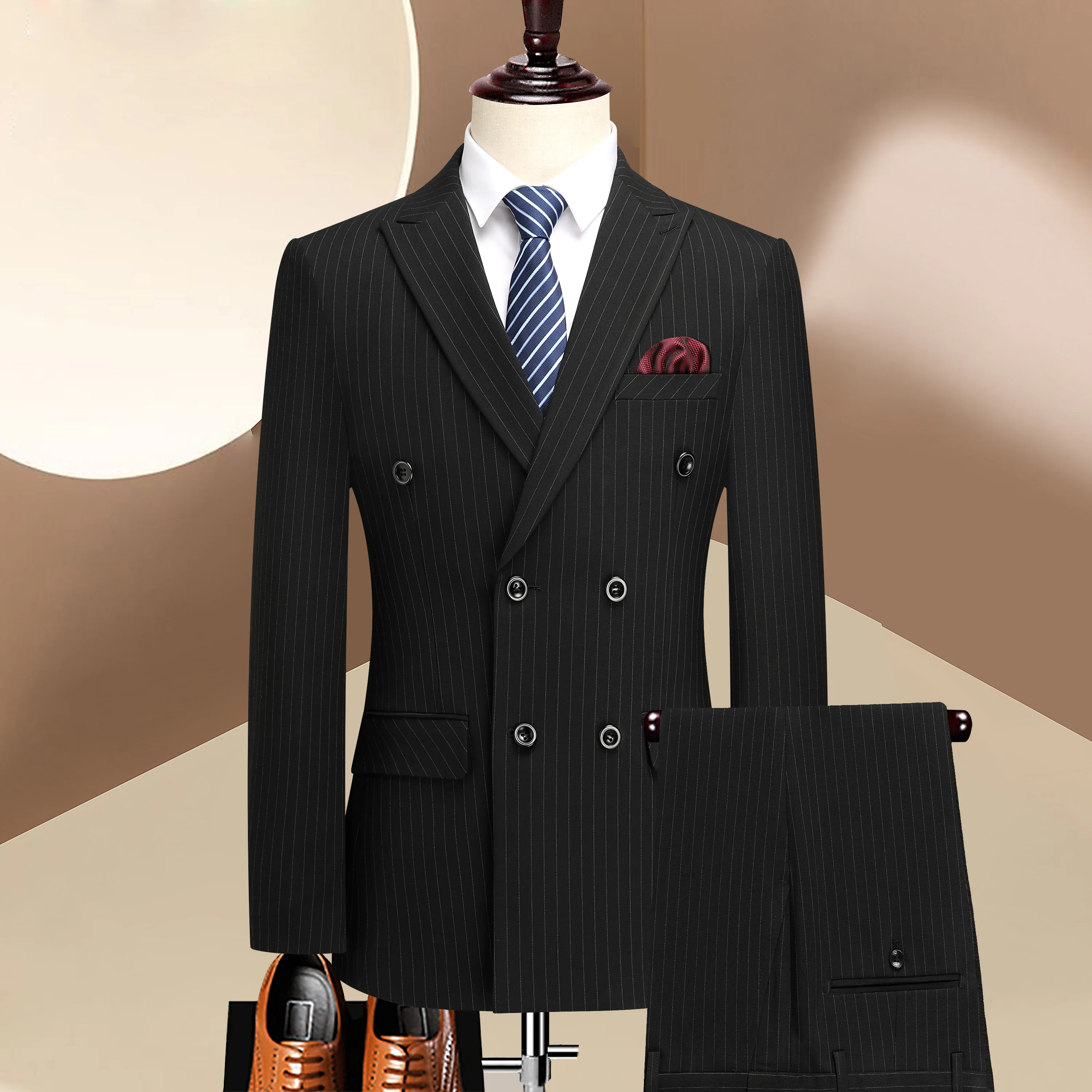 High-quality men's fashionable, stylish, versatile, trendy business casual solid color, slightly elastic three-piece set
High-quality men's fashionable, stylish, versatile, trendy business casual solid color, slightly elastic three-piece set
