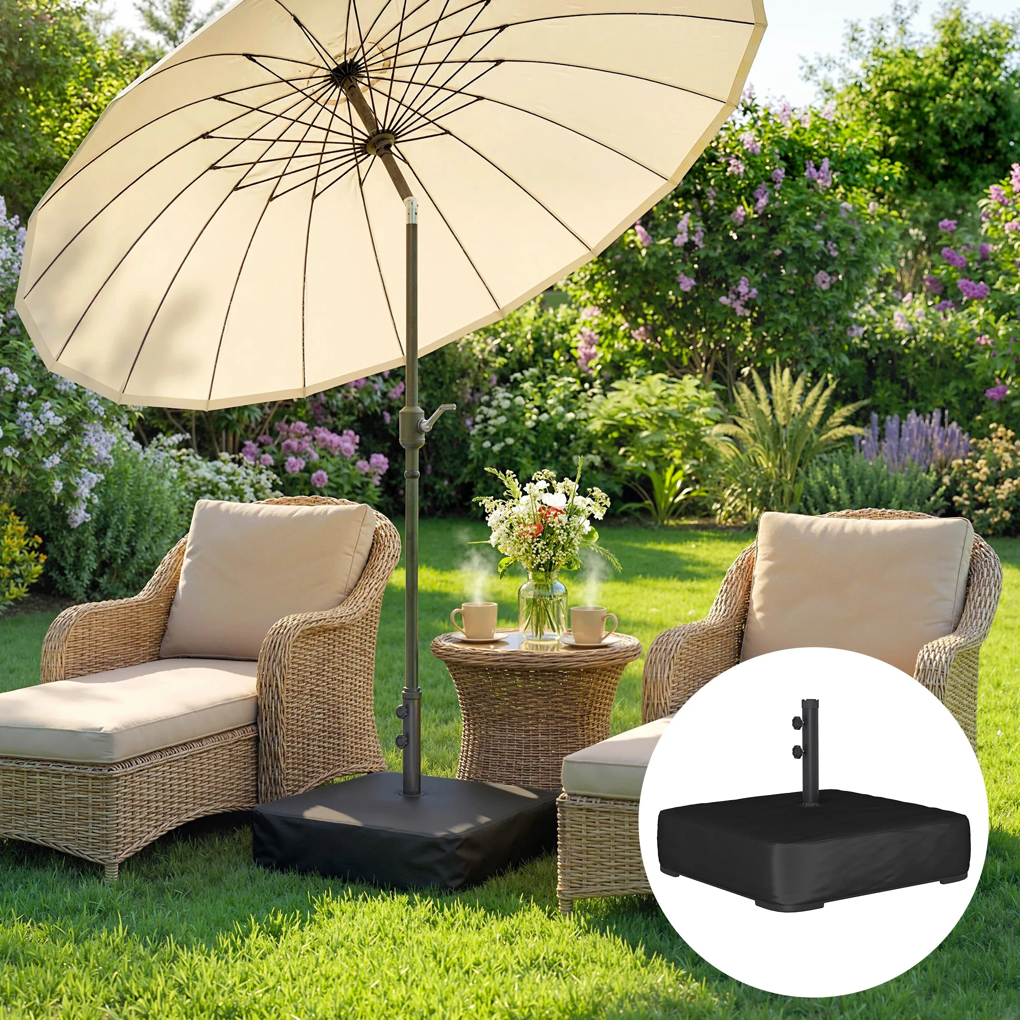 Garden Parasol Base Sand Filled Heavy Duty Stand For Cantilever Umbrellas 1.9" Poles Black Outdoor Beach Umbrella Base
Garden Parasol Base Sand Filled Heavy Duty Stand For Cantilever Umbrellas 1.9" Poles Black Outdoor Beach Umbrella Base