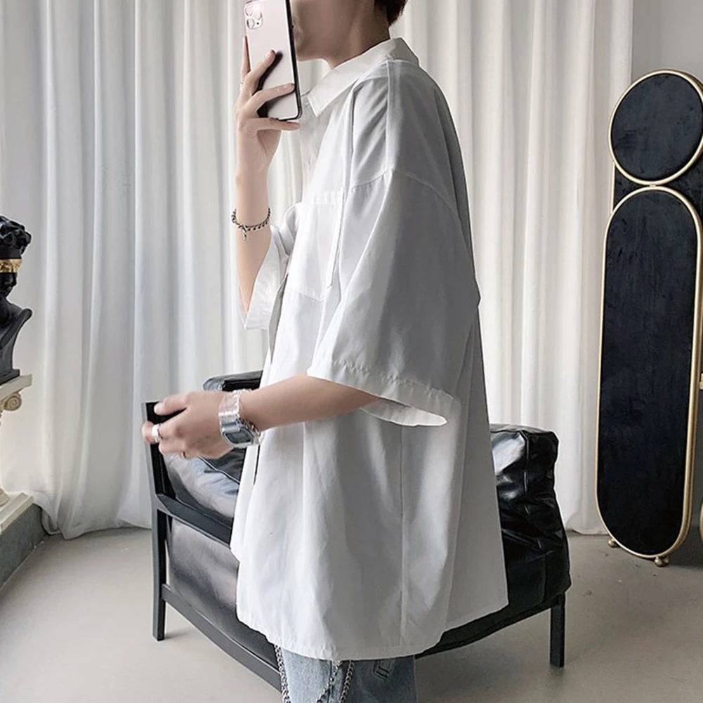 Men Summer Shirt Solid Color Pocket Lapel Single-breasted Cardigan Keep Trendy Casual Breathable Men Shirt For Work
Men Summer Shirt Solid Color Pocket Lapel Single-breasted Cardigan Keep Trendy Casual Breathable Men Shirt For Work