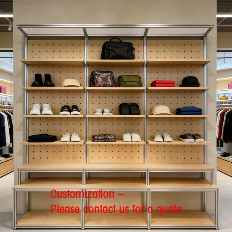 custom.Aluminum-Wood LED Display Rack Pegboard Back Multi-Tier Shelves Clothing Shoes Accessories
custom.Aluminum-Wood LED Display Rack Pegboard Back Multi-Tier Shelves Clothing Shoes Accessories