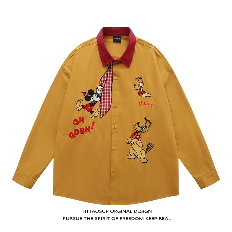 HTTAOSUP American Style Cute Mickey Cartoon Embroidery Patchwork Long Sleeve Shirt Couple Lazy Japanese Style Trendy
HTTAOSUP American Style Cute Mickey Cartoon Embroidery Patchwork Long Sleeve Shirt Couple Lazy Japanese Style Trendy