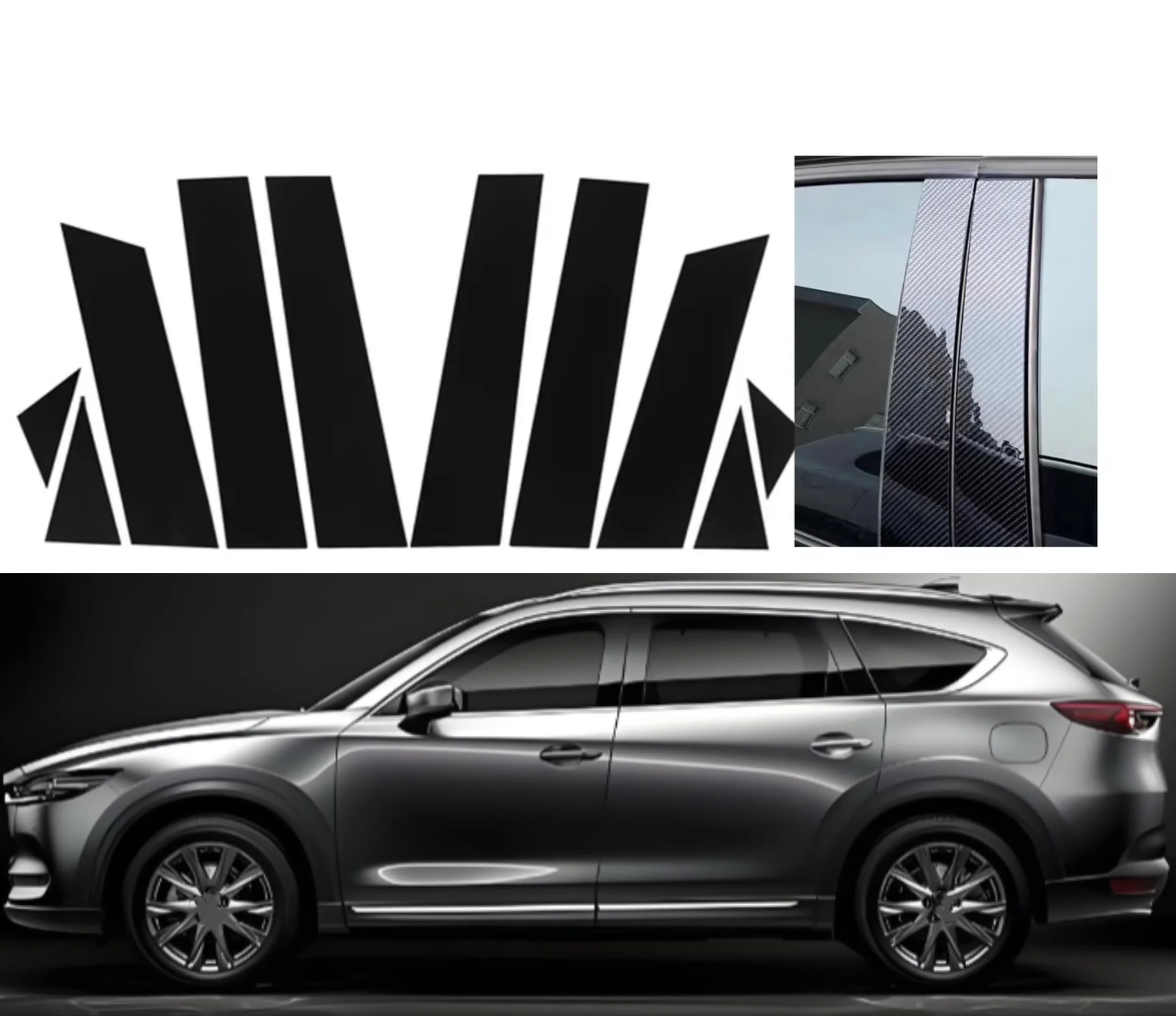 10Pcs Glossy Black PC Material B C Pillar Post Cover Door Trim Window Sticker For Mazda CX-5 CX5 2017-2024 Carbon Fiber
10Pcs Glossy Black PC Material B C Pillar Post Cover Door Trim Window Sticker For Mazda CX-5 CX5 2017-2024 Carbon Fiber