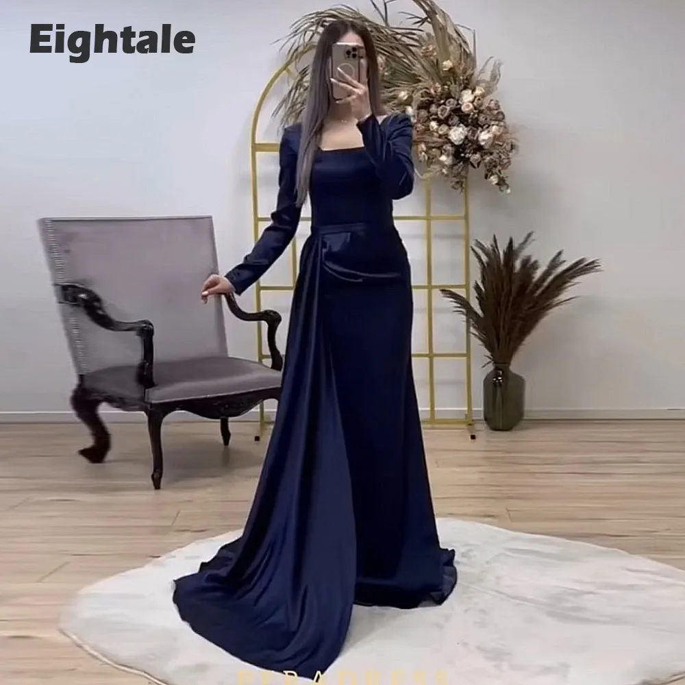 Eightale Elegant Evening Dresses Navy Blue Long Sleeves Satin Mermaid Prom Party Gown Formal Occasion Dress Vestido De Festa
Eightale Elegant Evening Dresses Navy Blue Long Sleeves Satin Mermaid Prom Party Gown Formal Occasion Dress Vestido De Festa