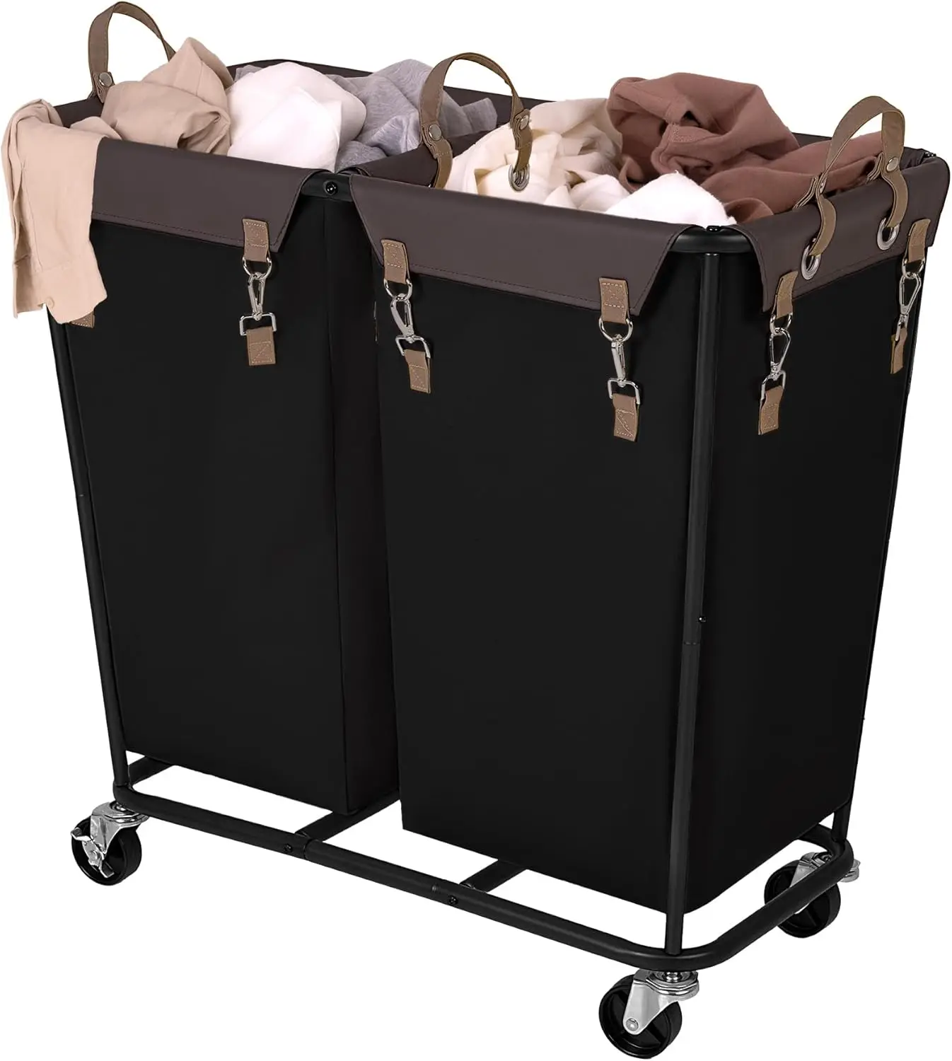 280L 2-Section Laundry Hamper with Wheels, Heavy Duty Clothes Sorter Cart with Dividers, Black
280L 2-Section Laundry Hamper with Wheels, Heavy Duty Clothes Sorter Cart with Dividers, Black