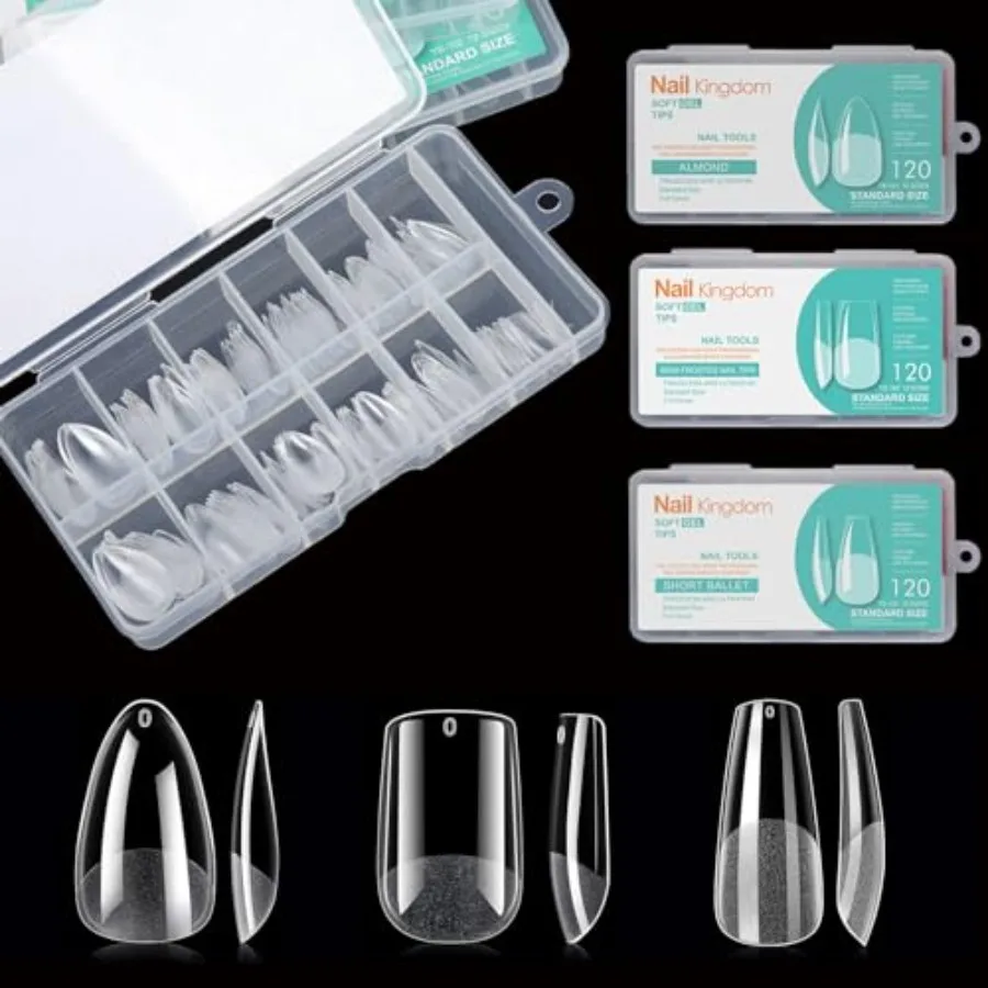 Soft Gel False Nail Tips 3 Styles Kit - Medium Almond, Square and Ballerina, 360PCS Pre-shaped Half Matte Full Cover Acrylic Na
Soft Gel False Nail Tips 3 Styles Kit - Medium Almond, Square and Ballerina, 360PCS Pre-shaped Half Matte Full Cover Acrylic Na