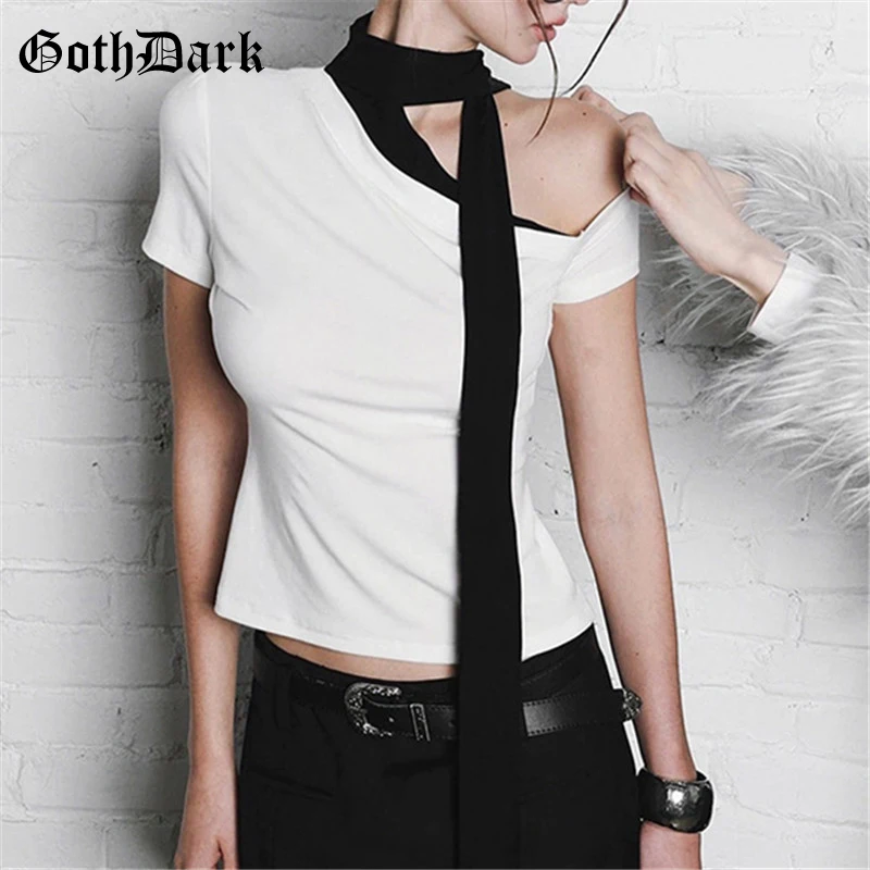 Goth Dark High Street Fashion Off Shoulder Short Sleeve T-shirts Women Harajuku Techwear Y2K Slim Lace-up Tops Mall Goth T-shirt
Goth Dark High Street Fashion Off Shoulder Short Sleeve T-shirts Women Harajuku Techwear Y2K Slim Lace-up Tops Mall Goth T-shirt