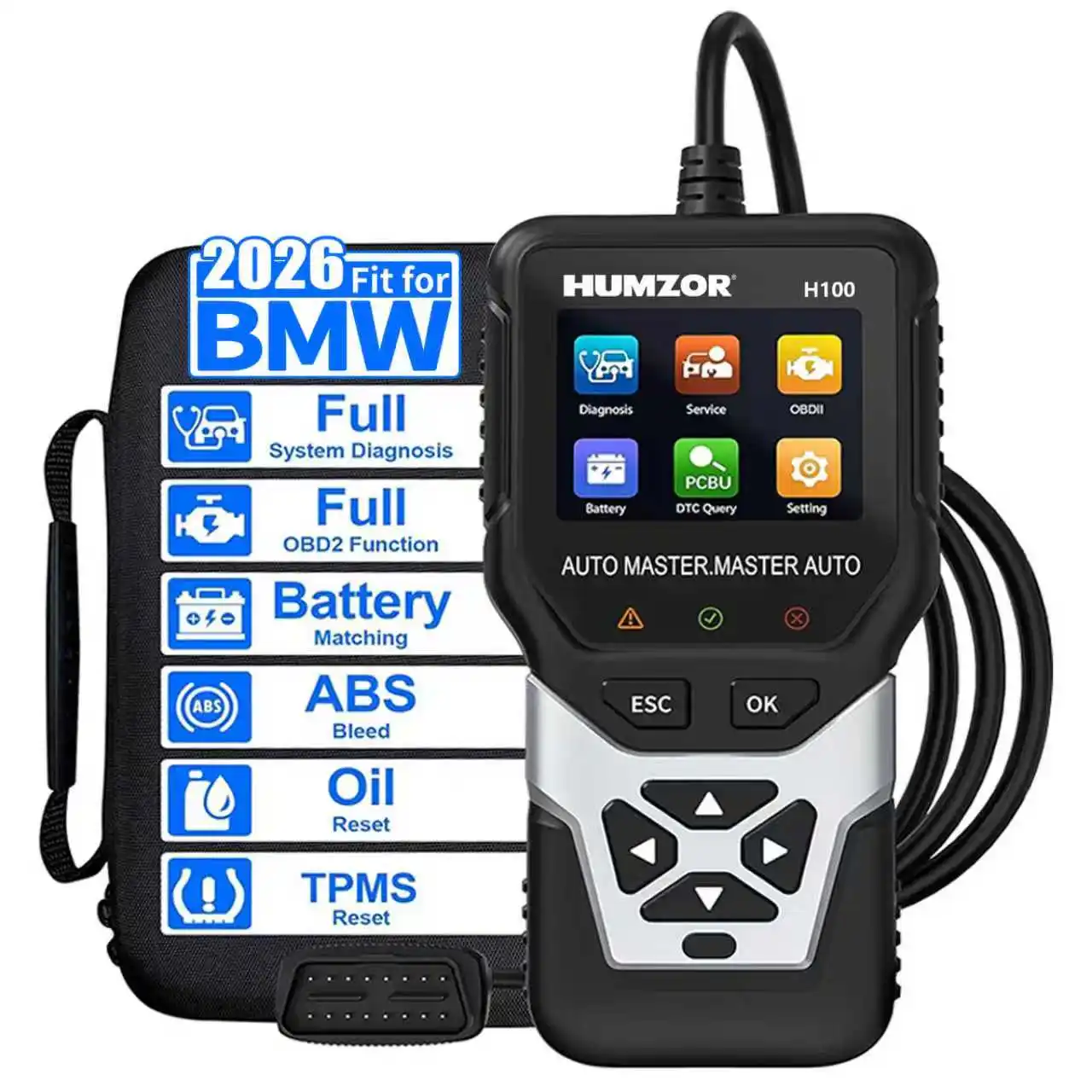 H100 Fit for BMW OBD2 Scanner Full System Car Diagnostic Tools with Battery Registration Tool, Oil Reset, ABS Bleed, EPB Reset
H100 Fit for BMW OBD2 Scanner Full System Car Diagnostic Tools with Battery Registration Tool, Oil Reset, ABS Bleed, EPB Reset
