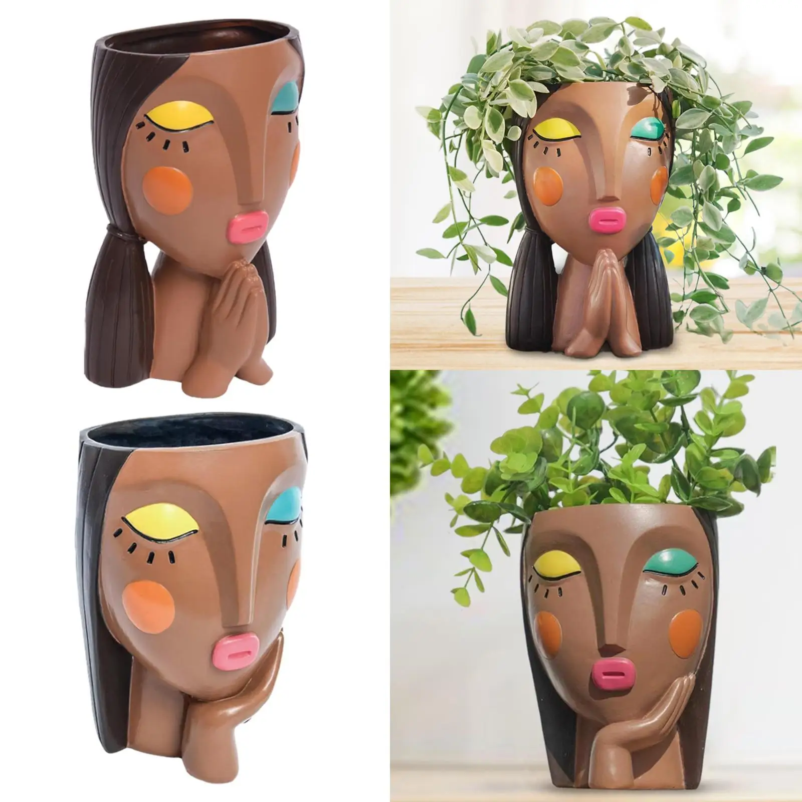 Face Flower Pot Lady Vase Creative Head Planter Decorative Cactus Planter for Indoor Outdoor Garden Bedroom Office Home Decor
Face Flower Pot Lady Vase Creative Head Planter Decorative Cactus Planter for Indoor Outdoor Garden Bedroom Office Home Decor