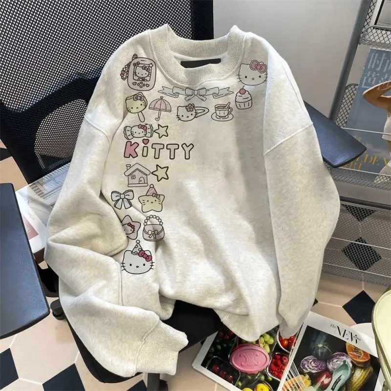 Толстовка Sanrio Hello Kitty на флисовой подкладке с длинными рукавами, женская, в японском стиле, повседневная, стильная, милая, молодежная, осенне-зимняя
Толстовка Sanrio Hello Kitty на флисовой подкладке с длинными рукавами, женская, в японском стиле, повседневная, стильная, милая, молодежная, осенне-зимняя