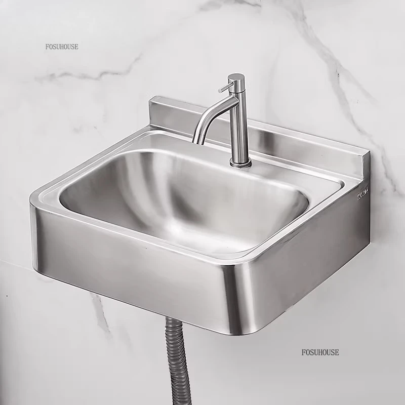 Stainless Steel Bathroom Sinks Household Handmade Thicken Washbasins for Bathroom Fixture Simple Wall-mounted Bathroom Sinks
Stainless Steel Bathroom Sinks Household Handmade Thicken Washbasins for Bathroom Fixture Simple Wall-mounted Bathroom Sinks