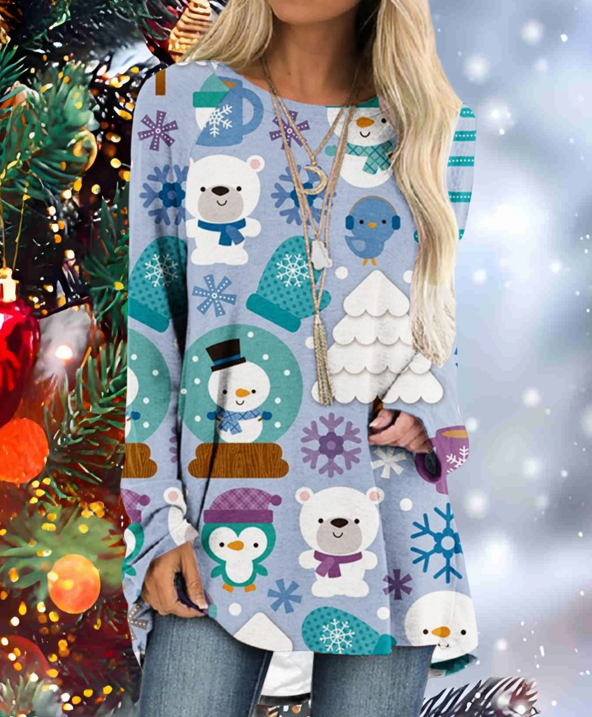 Plus size women's long sleeved Christmas T-shirt plus size round neck raglan sleeves Christmas day printed women's long sleeved
Plus size women's long sleeved Christmas T-shirt plus size round neck raglan sleeves Christmas day printed women's long sleeved