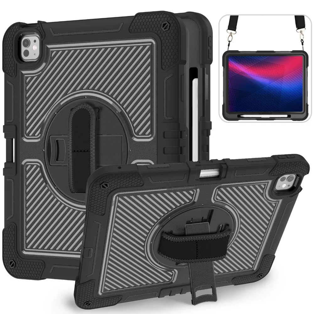 Case for iPad Pro 13 Inch (M4) 2024 Heavy Duty Shockproof Protective Tablet Cover with 360° Rotating Stand Hand Shoulder Strap
Case for iPad Pro 13 Inch (M4) 2024 Heavy Duty Shockproof Protective Tablet Cover with 360° Rotating Stand Hand Shoulder Strap