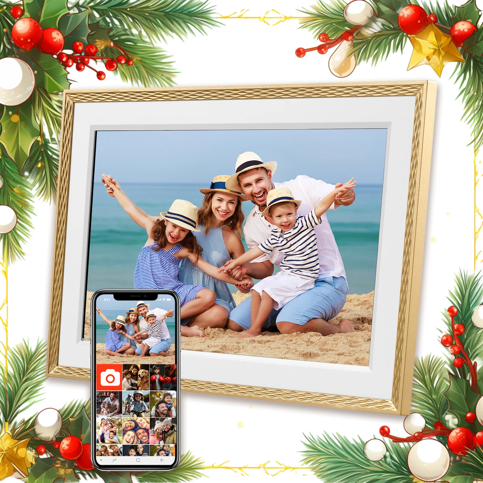 Christmas Gift Digital Picture Frame 10.1 Inch WiFi Frameo 1280 * 800IPS HD Cloud Smart Digital Photo Frame,32GB Storage,
Christmas Gift Digital Picture Frame 10.1 Inch WiFi Frameo 1280 * 800IPS HD Cloud Smart Digital Photo Frame,32GB Storage,