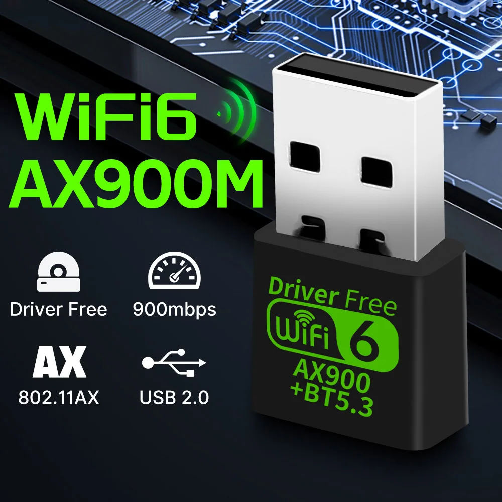 DERAPID WiFi 6 AX900 Bluetooth 5,3 двухдиапазонный 2,4G/5 ГГц Wi-Fi USB-адаптер Беспроводная сетевая карта для ПК/ноутбука Win10/11 Драйвер бесплатно
DERAPID WiFi 6 AX900 Bluetooth 5,3 двухдиапазонный 2,4G/5 ГГц Wi-Fi USB-адаптер Беспроводная сетевая карта для ПК/ноутбука Win10/11 Драйвер бесплатно