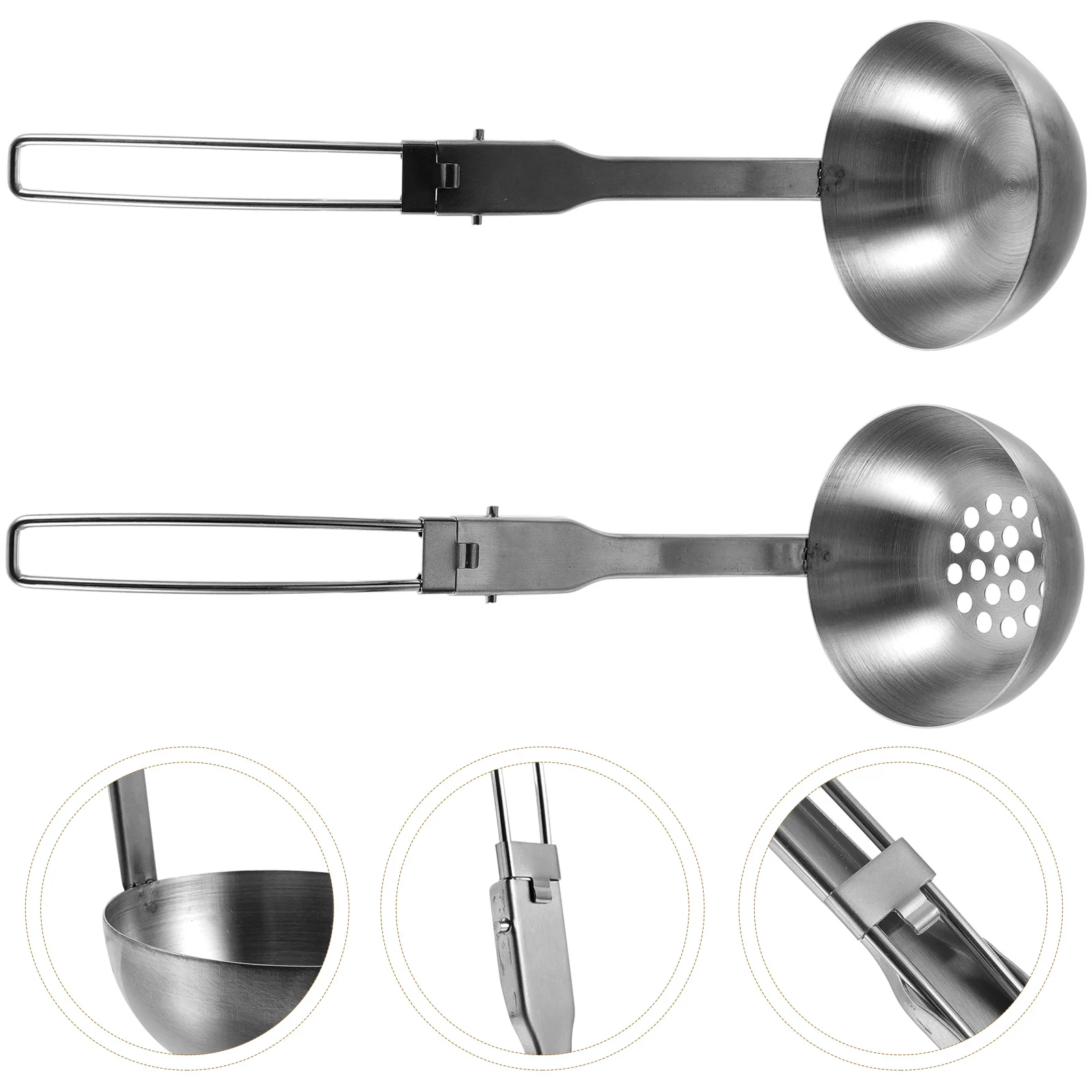 2 Pcs Folding Soup Spoon Straining Ladle Camping Tableware Portable Stainless Steel Silverware Metal Pasta Cutlery
2 Pcs Folding Soup Spoon Straining Ladle Camping Tableware Portable Stainless Steel Silverware Metal Pasta Cutlery