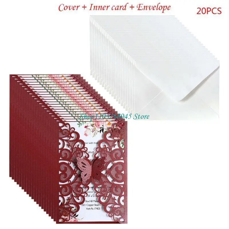 R53F 20pcs/set for Butterfly Wedding Invitations Card Hollow Lace Glitter Paper Envel
R53F 20pcs/set for Butterfly Wedding Invitations Card Hollow Lace Glitter Paper Envel