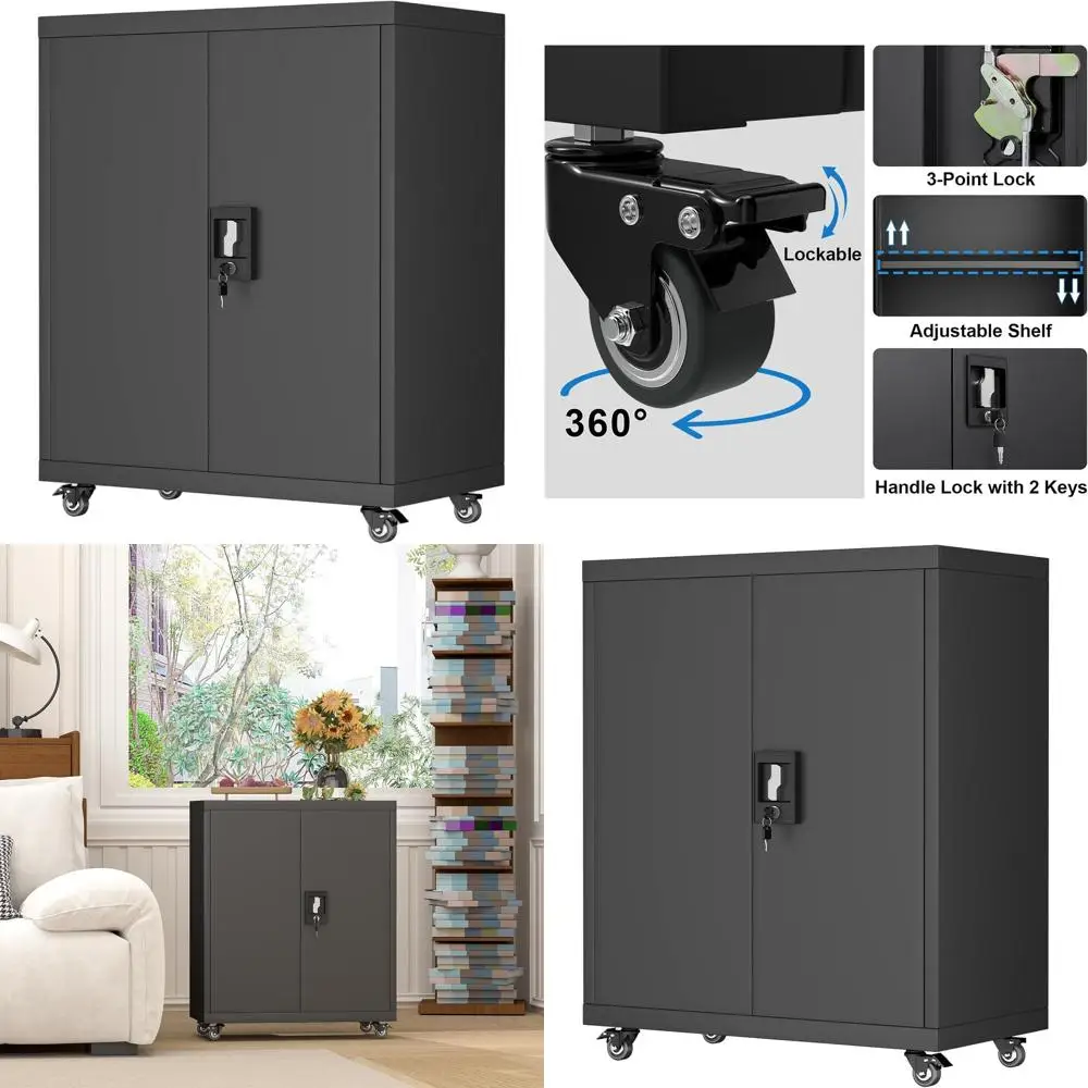 Portable Lockable Metal Cabinets with Adjustable Shelves for Home Garage and Office Storage
Portable Lockable Metal Cabinets with Adjustable Shelves for Home Garage and Office Storage