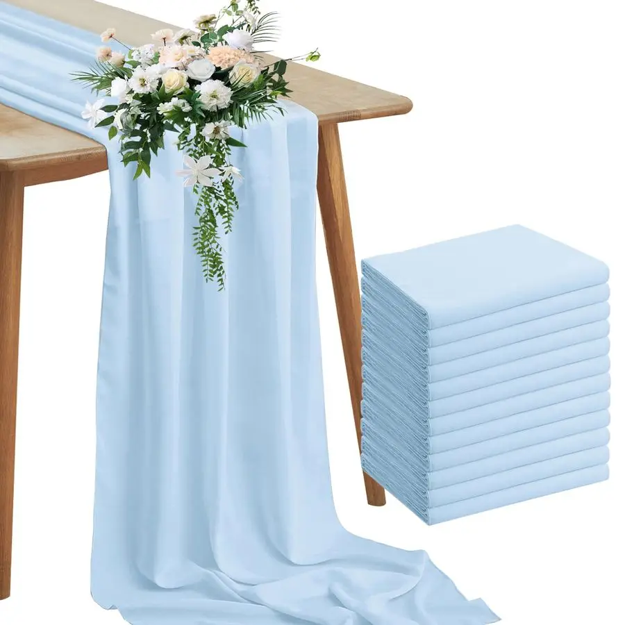 12 Pack Baby Blue Chiffon Table Runners 10FT Sheer Chiffon Runner 29x120 Inches Romantic Boho Rustic Table Runner for Wedding Pa
12 Pack Baby Blue Chiffon Table Runners 10FT Sheer Chiffon Runner 29x120 Inches Romantic Boho Rustic Table Runner for Wedding Pa