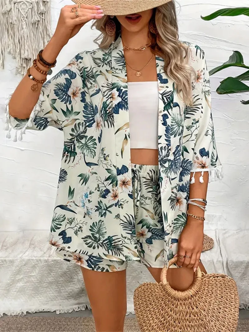 Fashion Floral Print 2 Piece Sets Women Outfit Summer Clothing Women Cardigan Shirt Shorts Sets Beach Style Two Piece Woman Sets
Fashion Floral Print 2 Piece Sets Women Outfit Summer Clothing Women Cardigan Shirt Shorts Sets Beach Style Two Piece Woman Sets