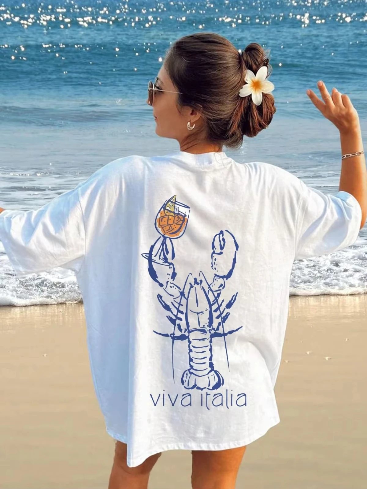 Viva Italia Letter Lobster Graphic Print Round Neck Short-Sleeve Casual T-Shirt Trendy New Minimalist
Viva Italia Letter Lobster Graphic Print Round Neck Short-Sleeve Casual T-Shirt Trendy New Minimalist