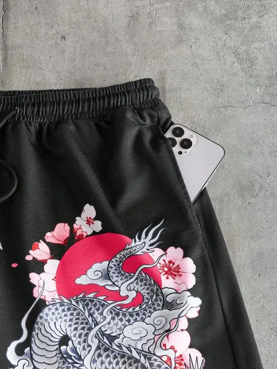 Mens Casual Dragon And Floral Print Drawstring Waist Shorts
Mens Casual Dragon And Floral Print Drawstring Waist Shorts