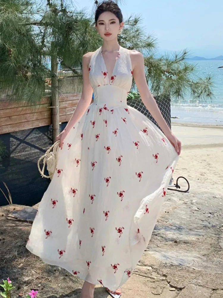 Summer Halter Birthday Party Dress for Women Elegant V-Neck Sleeveless Evening Dresses Summer Holiday Beach Slim Waist Vestidos
Summer Halter Birthday Party Dress for Women Elegant V-Neck Sleeveless Evening Dresses Summer Holiday Beach Slim Waist Vestidos