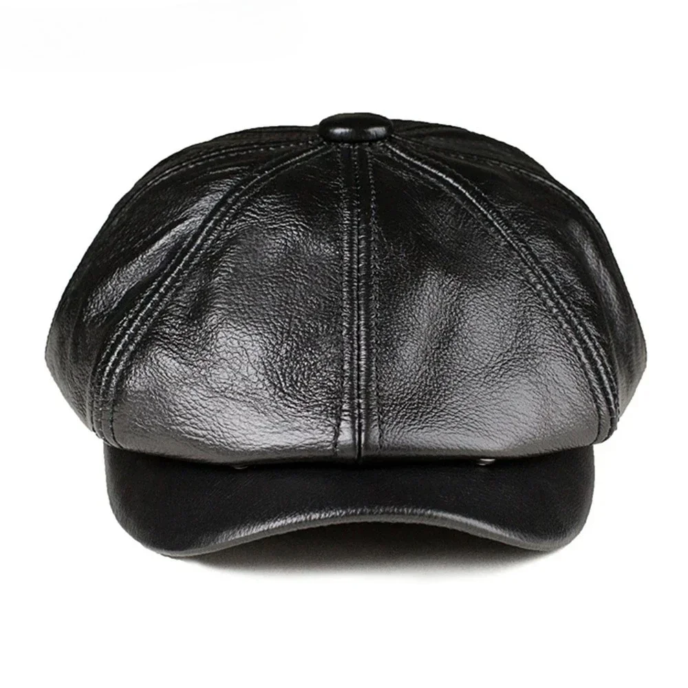 NEWSBOY Cap Men Autumn Winter black Brown Real Leather Hat Genuine Leather Flat Caps Cowskin Octagonal Hat Man Beret Vintage
NEWSBOY Cap Men Autumn Winter black Brown Real Leather Hat Genuine Leather Flat Caps Cowskin Octagonal Hat Man Beret Vintage