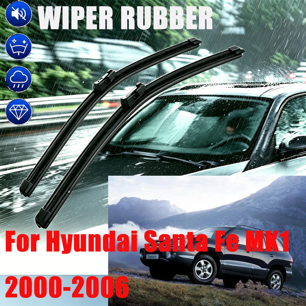 For Hyundai Santa Fe MK1 2000-2006 Front Rear Wiper Blades 3PCS 22" 20" 13" Windshield Windscreen Window Cutter Accessories
For Hyundai Santa Fe MK1 2000-2006 Front Rear Wiper Blades 3PCS 22" 20" 13" Windshield Windscreen Window Cutter Accessories