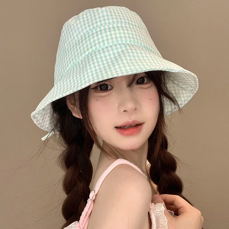 Spring and Summer New Japanese Bow Plaid Bucket Hat Vacation Sunshade Eaves Foldable Thin Breathable Sun Cap for Women's Gorras
Spring and Summer New Japanese Bow Plaid Bucket Hat Vacation Sunshade Eaves Foldable Thin Breathable Sun Cap for Women's Gorras