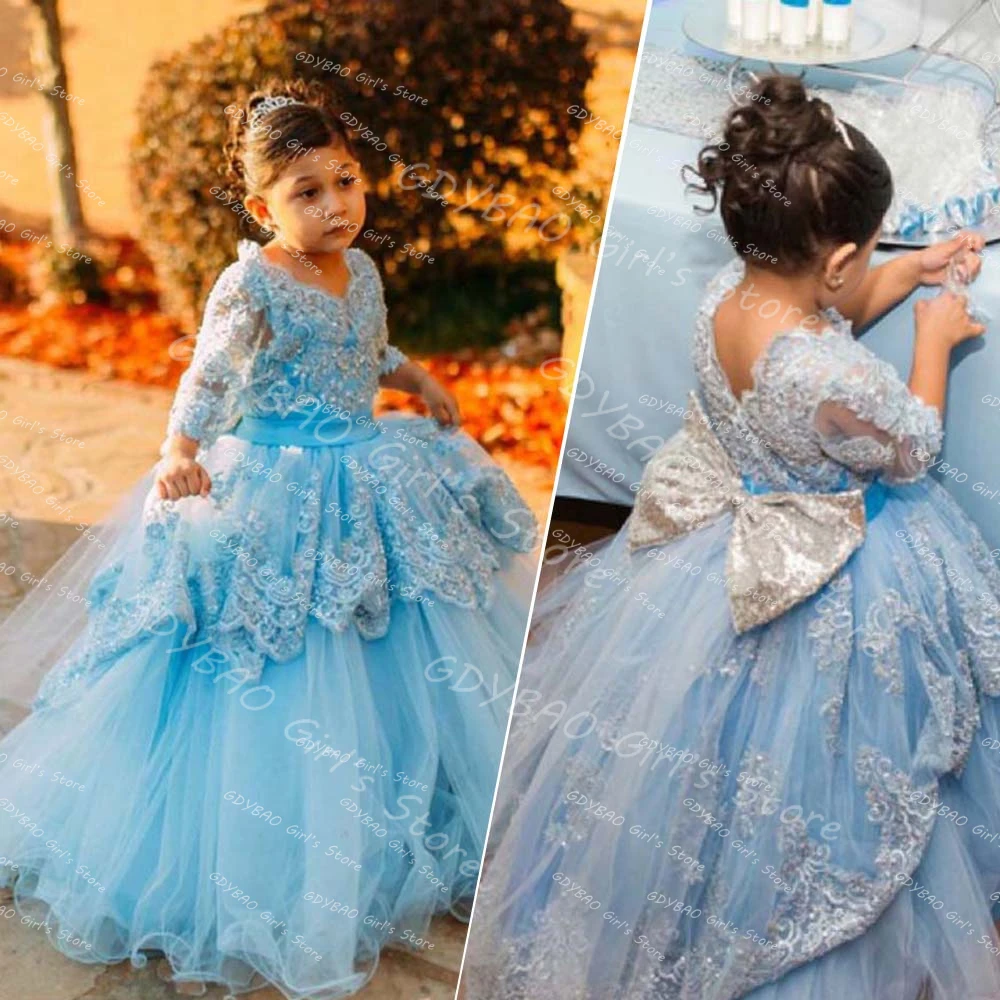 Customized Girls Birthday Dress 3/4 Sleeves Sequined Bow Lace Wedding Flower Girl Dress Tiered Tulle Kids Princess Pageant Gown
Customized Girls Birthday Dress 3/4 Sleeves Sequined Bow Lace Wedding Flower Girl Dress Tiered Tulle Kids Princess Pageant Gown