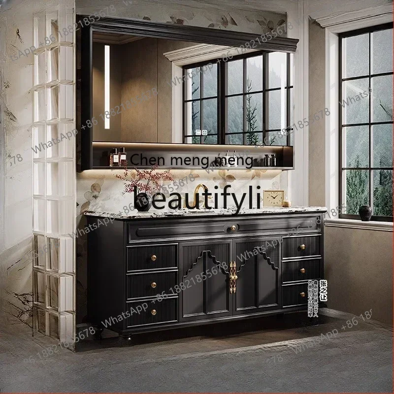 ss8350 New oak French retro bathroom cabinet combination bathroom solid wood washstand floor cabinet
ss8350 New oak French retro bathroom cabinet combination bathroom solid wood washstand floor cabinet