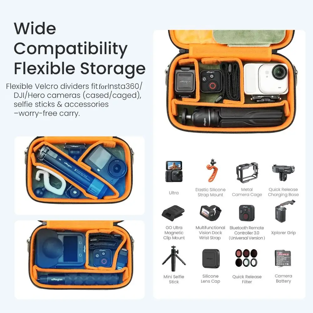 Protective Action Camera Storage Bag Shockproof Waterproof Carrying Case Adjustable Dividers Dustproof for DJI/Insta360/GoPro
Protective Action Camera Storage Bag Shockproof Waterproof Carrying Case Adjustable Dividers Dustproof for DJI/Insta360/GoPro