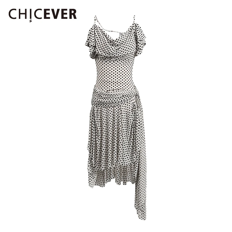 CHICEVER Dot Printing Irregualr Folds Dresses for Women Swing Collar Sleeveless High Waist Vintage Temperament Dress Female New
CHICEVER Dot Printing Irregualr Folds Dresses for Women Swing Collar Sleeveless High Waist Vintage Temperament Dress Female New